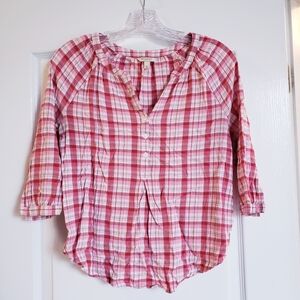 Sonoma Pink and White Raglan Button Down Shirt